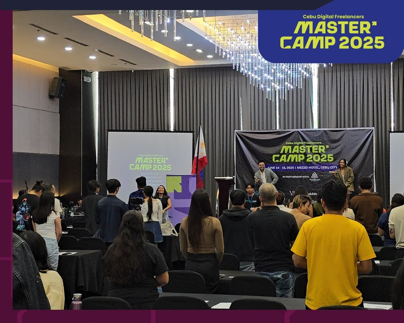 Dave Visaya on stage at Cebu Digital Freelancers Master Camp 2025